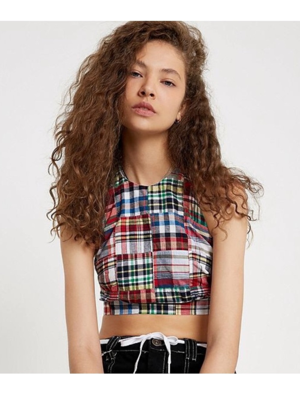 Plaid Cropped Halter Top
